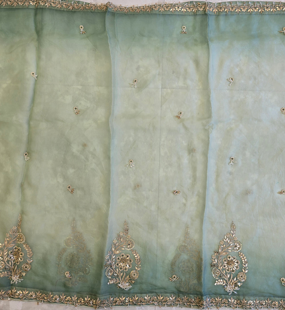 Pure Kora Silk Jewellery Work Saree