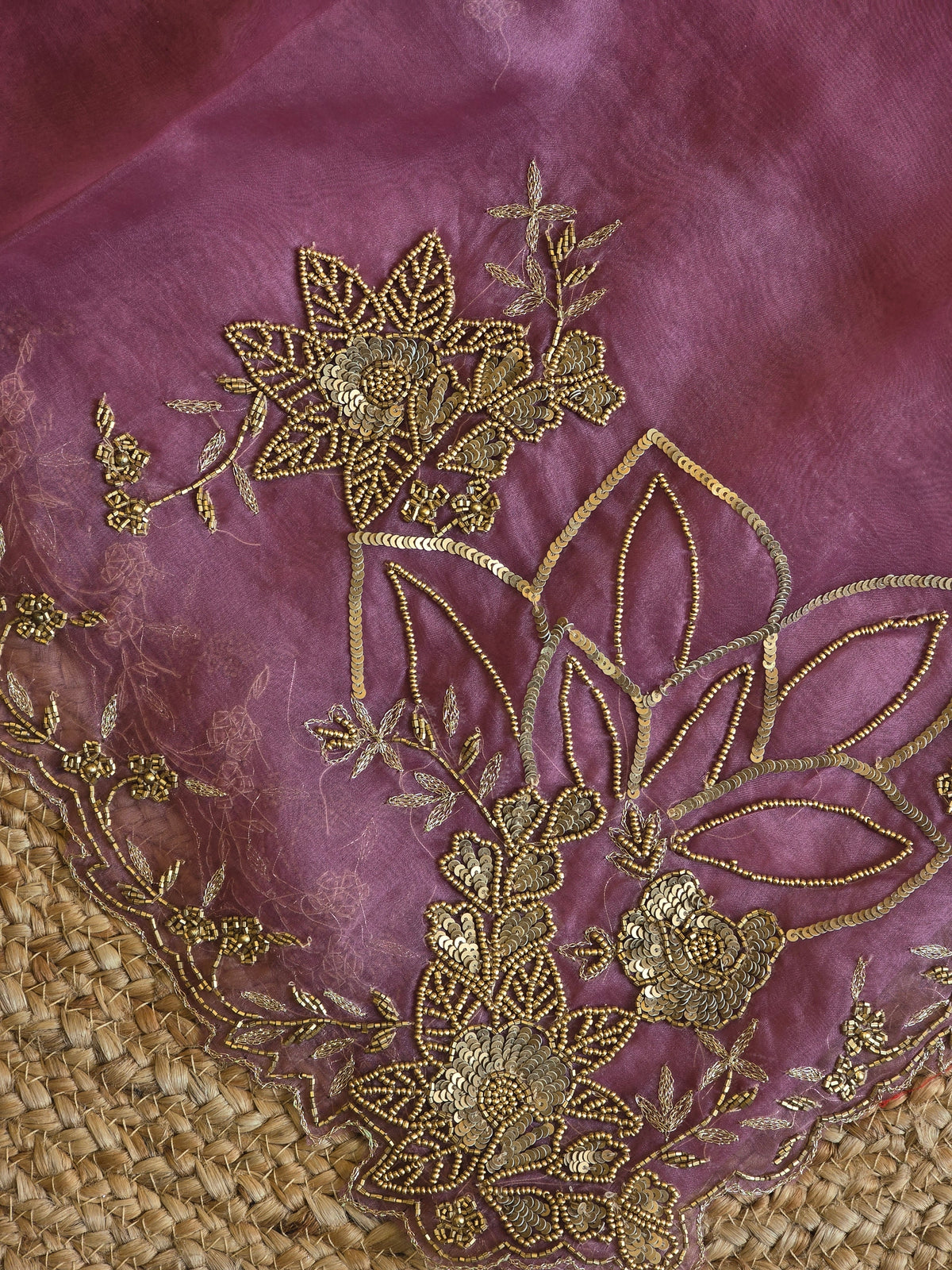 Pure Kora Entique Work Saree