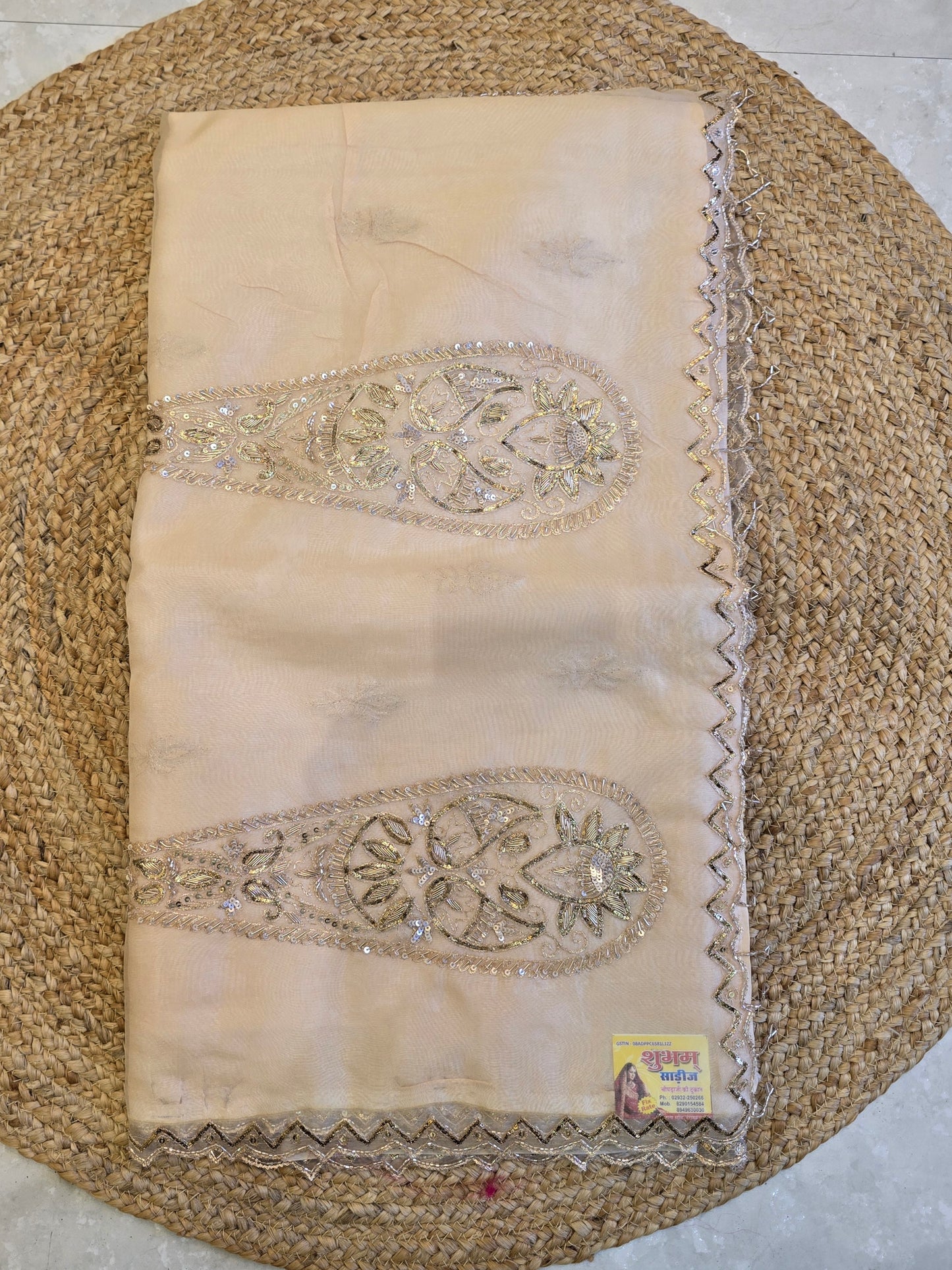 Organza Vintage Hand Work Saree
