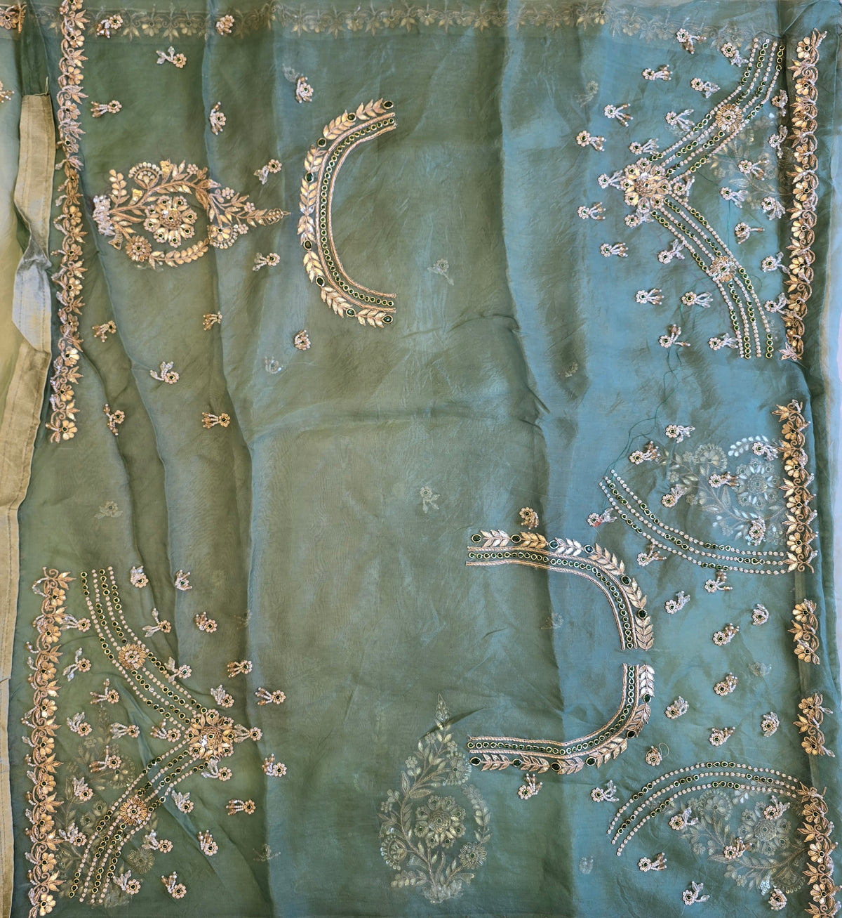 Pure Kora Silk Jewellery Work Saree