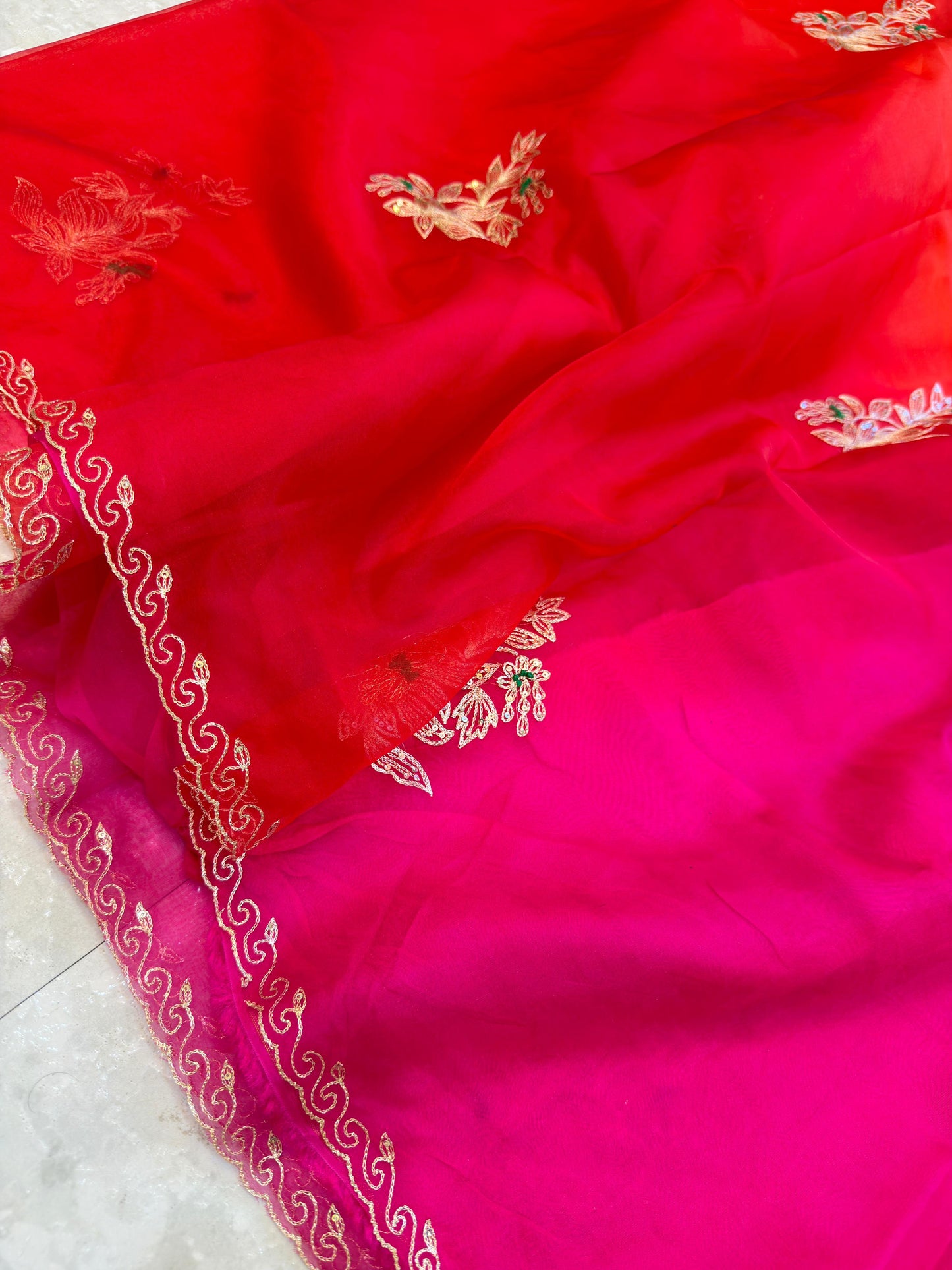Multi Color Aari Work Saree