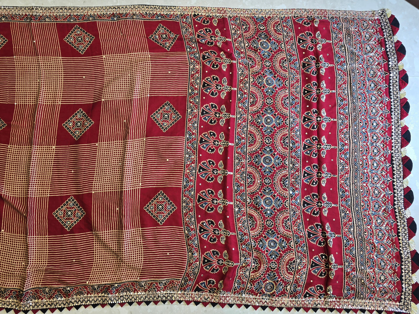 Pure Ajarakh Saree