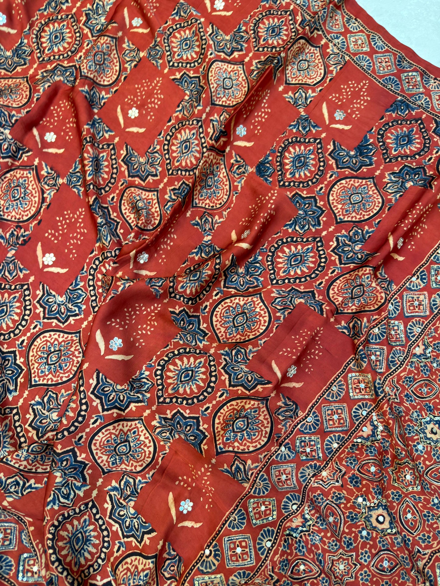 Pure Ajarakh With Heavy Blouse