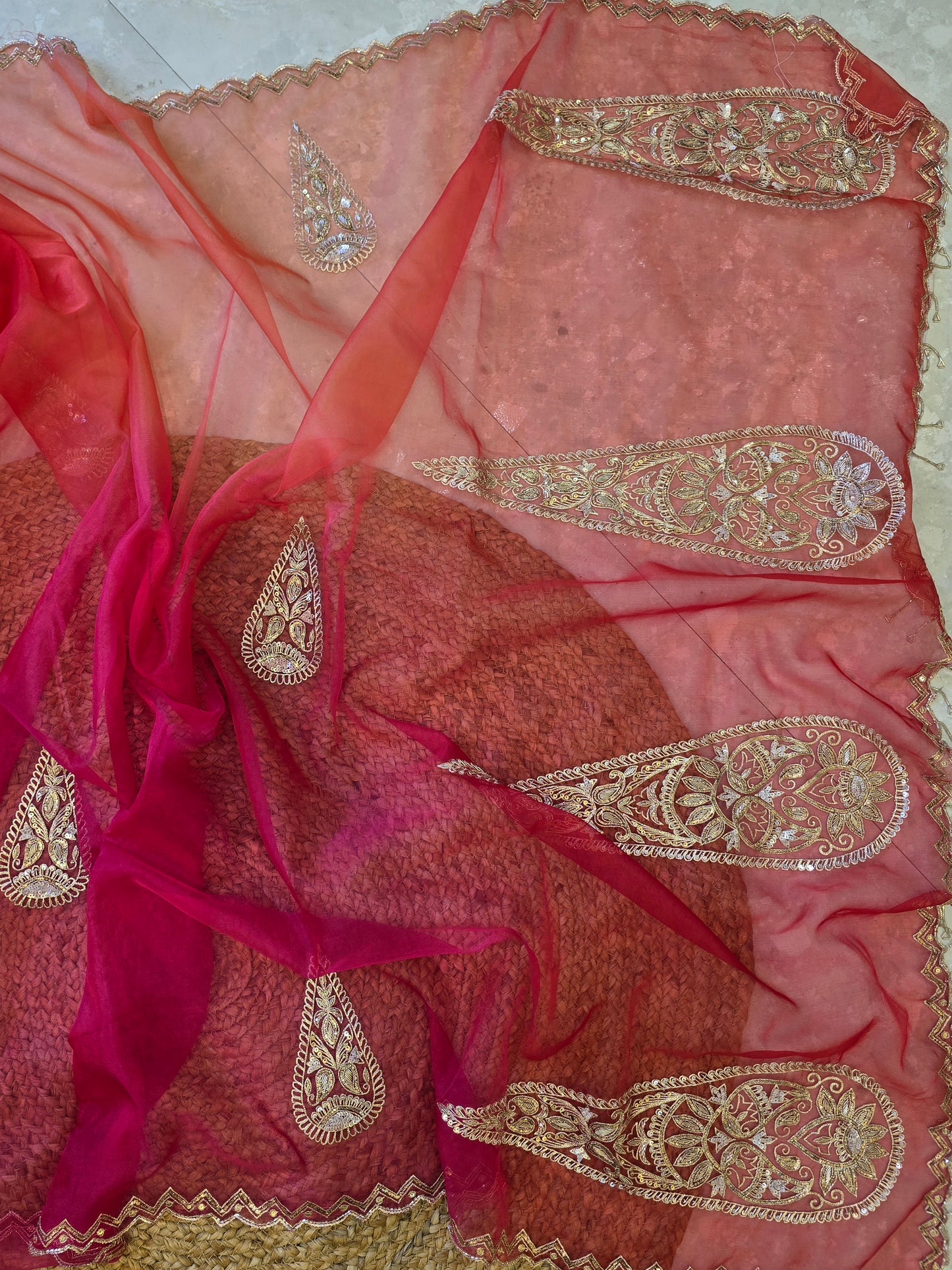 Organza Vintage Hand Work Saree