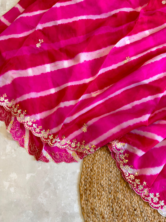 Lehriya Saree With Heavy Blouse