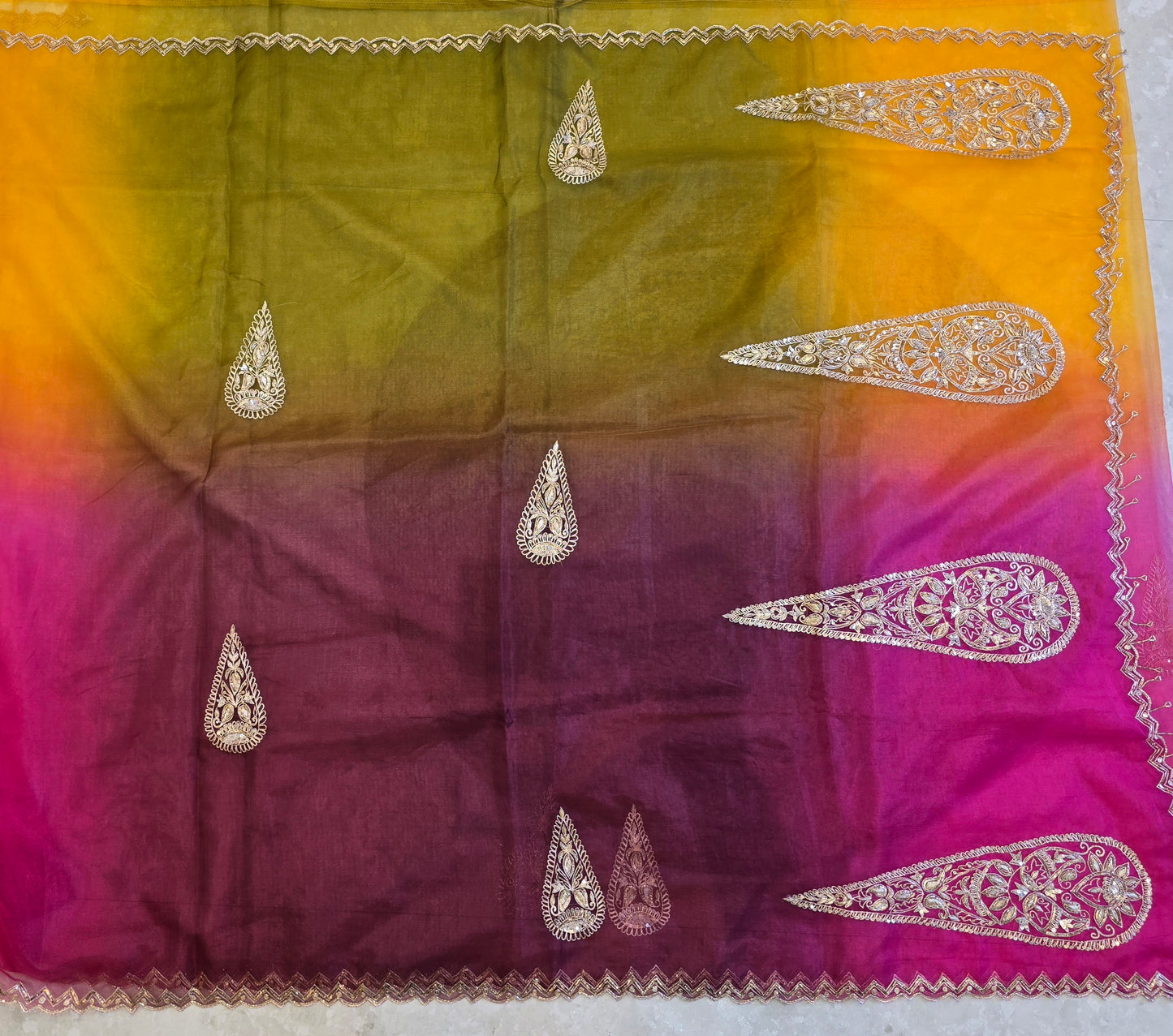 Organza Vintage Hand Work Saree