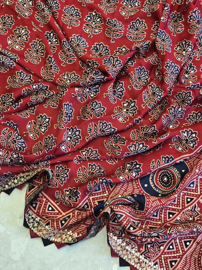 Pure Ajarakh Saree
