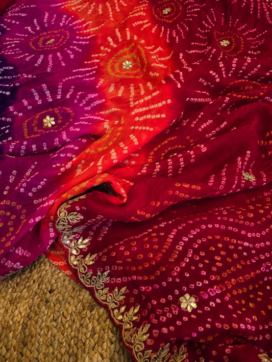 Multicolor Bandhani Saree