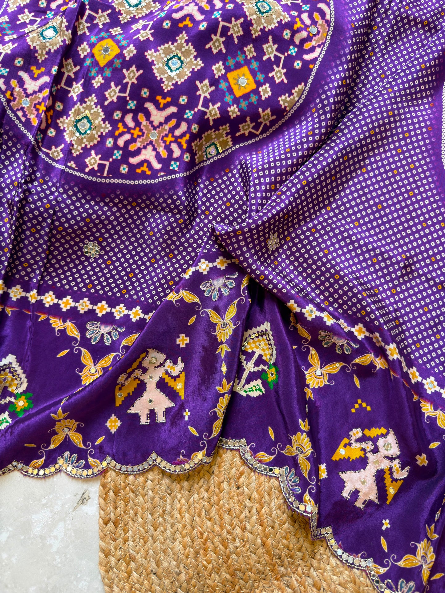 Traditional Patola And Bandhani Saree