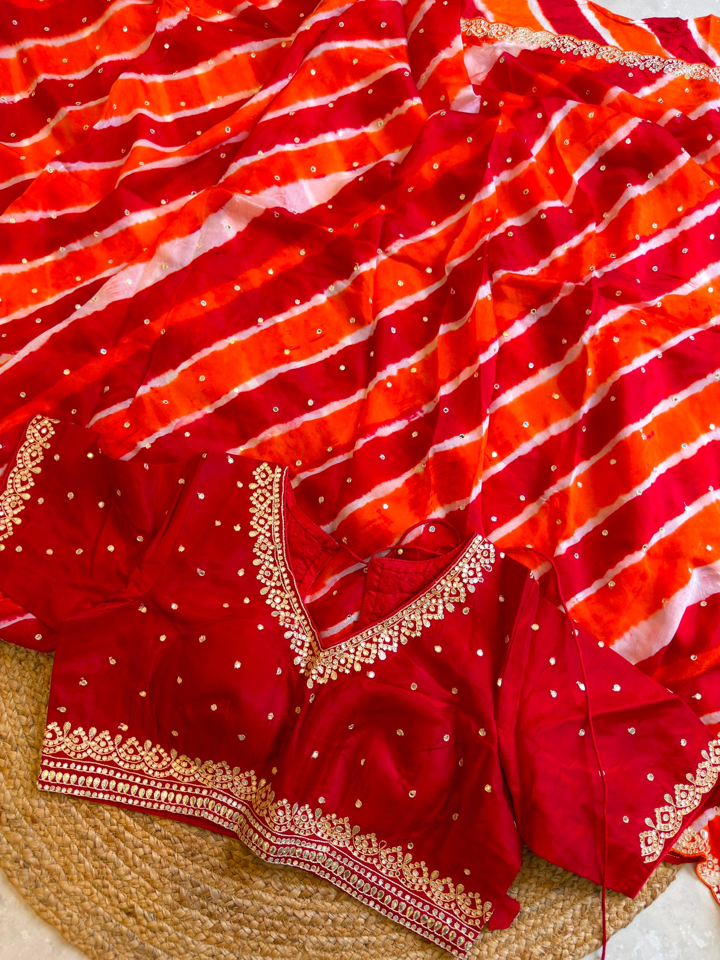 Lehriya Saree With Heavy Blouse
