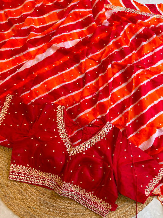 Lehriya Saree With Heavy Blouse