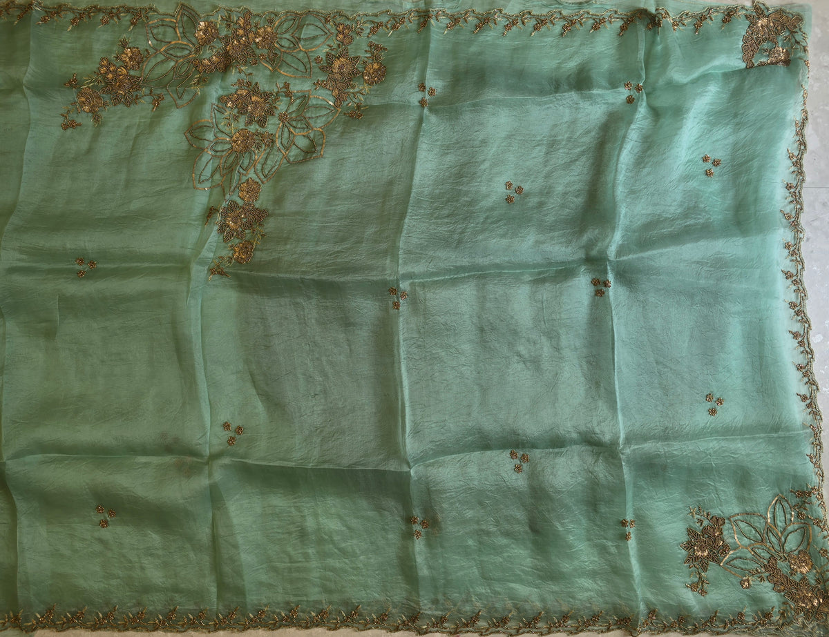 Pure Kora Entique Work Saree