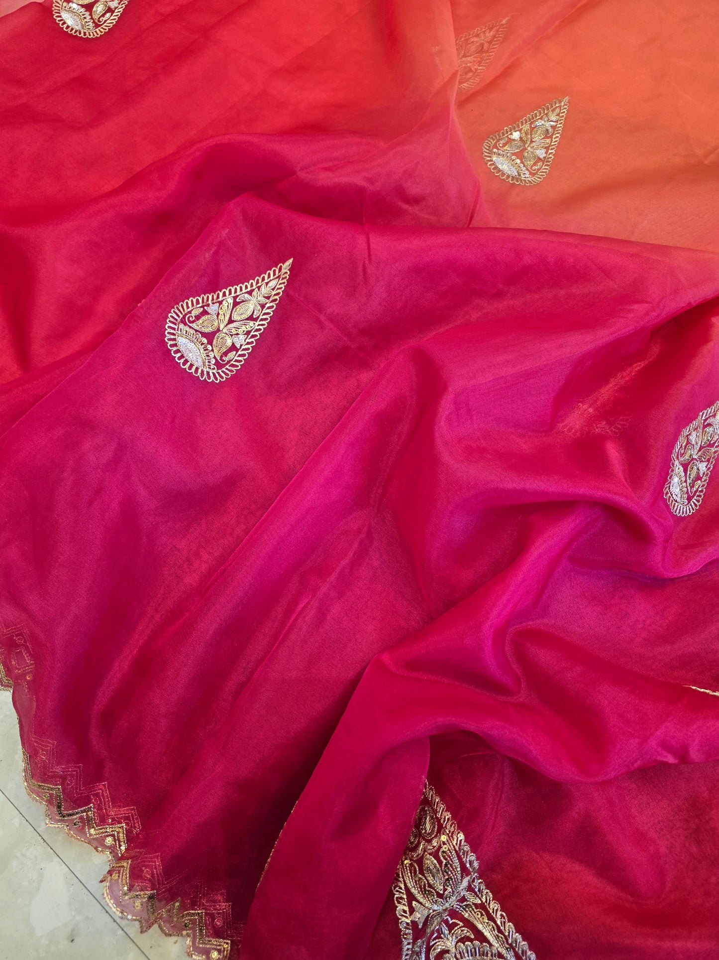 Organza Vintage Hand Work Saree