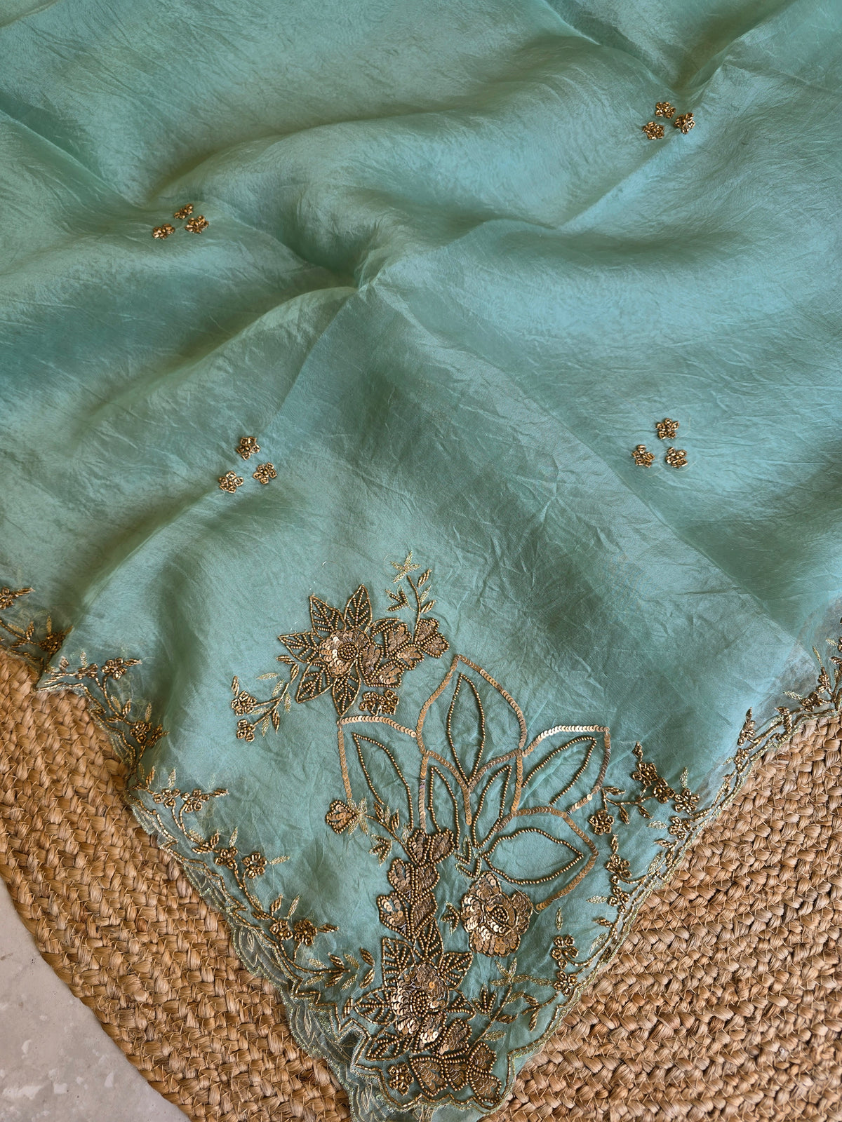Pure Kora Entique Work Saree