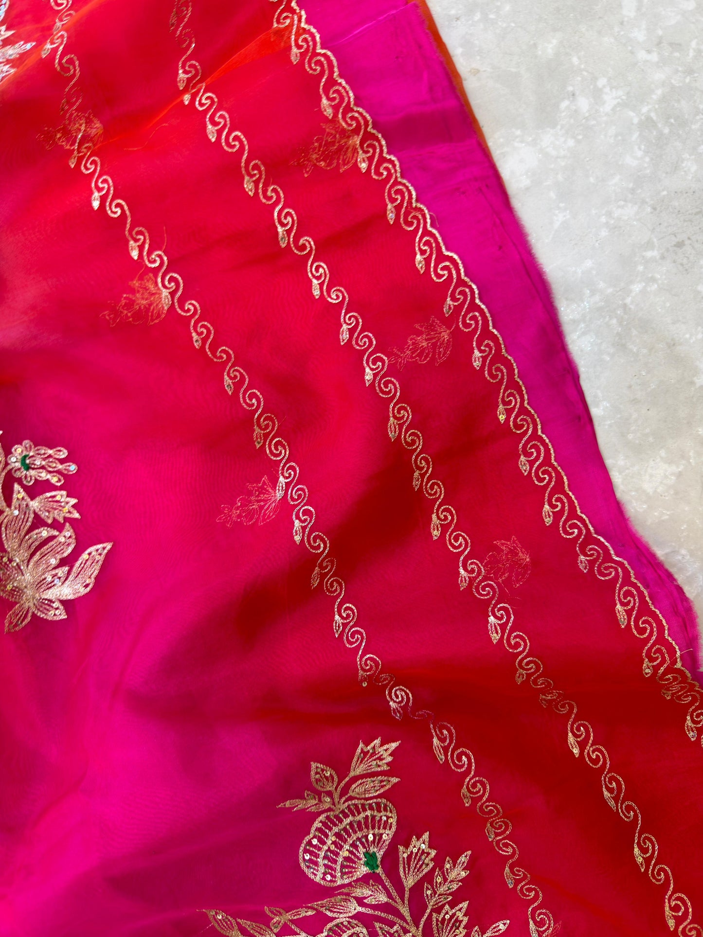 Multi Color Aari Work Saree