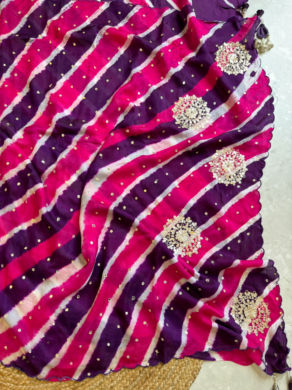 Lehriya Saree With Heavy Blouse