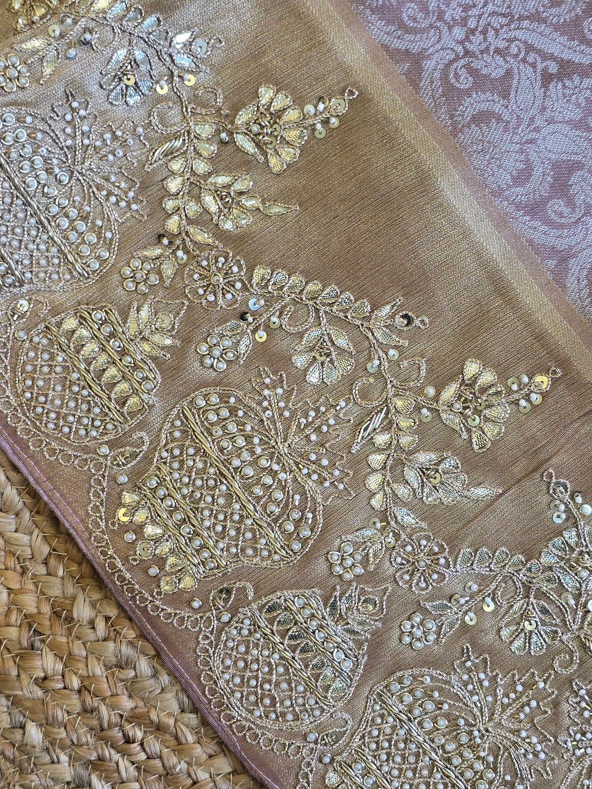 Tissue Handwork Saree For Reception