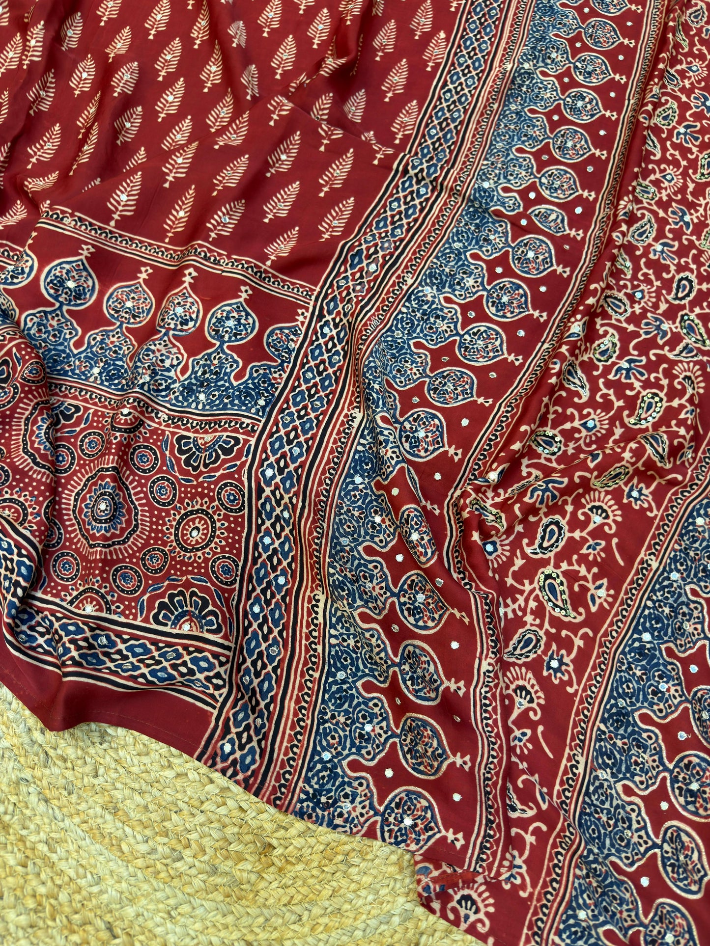 Pure Ajarakh With Heavy Blouse