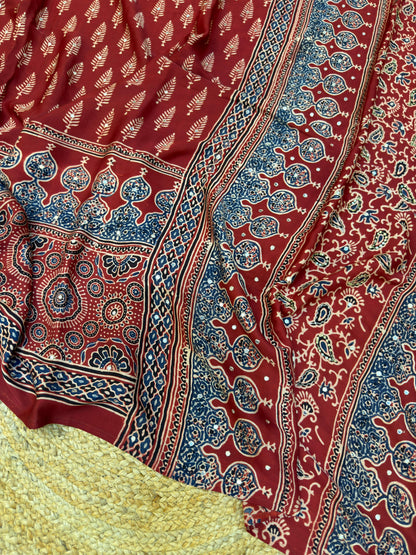 Pure Ajarakh With Heavy Blouse