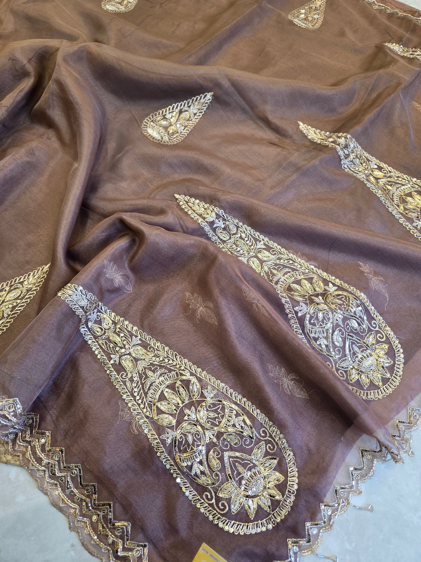 Organza Vintage Hand Work Saree