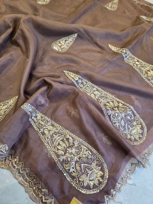 Organza Vintage Hand Work Saree