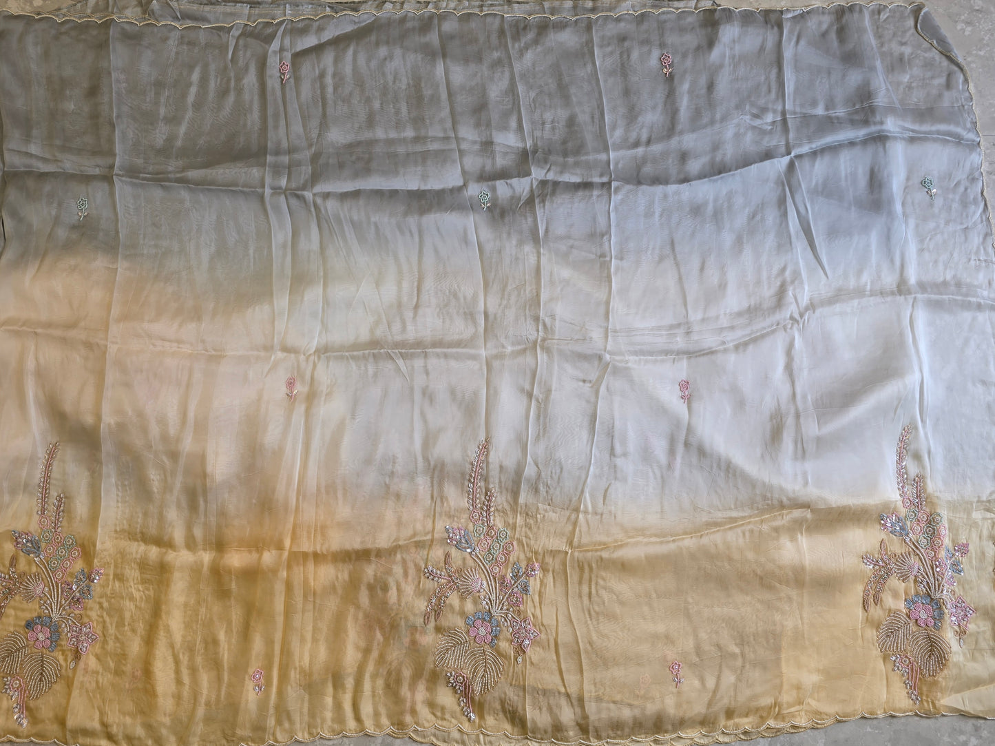 Multicolor Pearl Work Saree