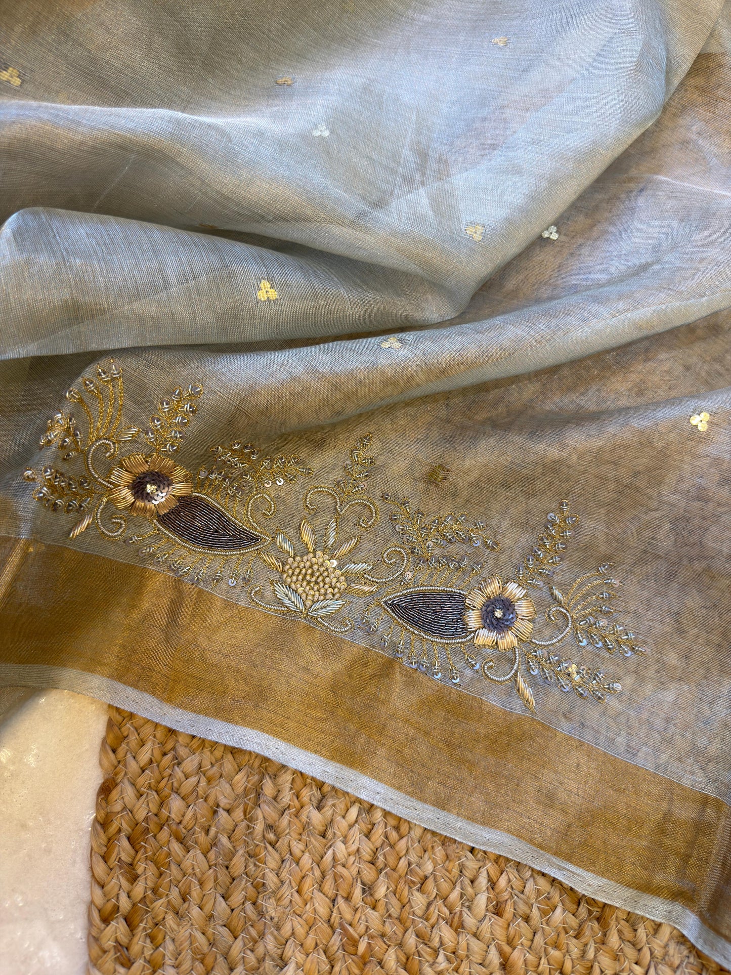 Pure Tissue Heavy Blouse Saree