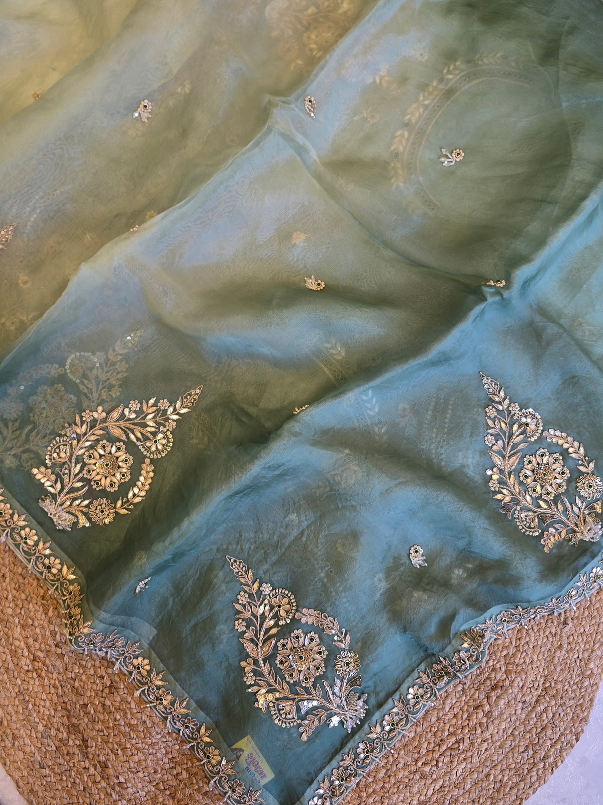 Pure Kora Silk Jewellery Work Saree
