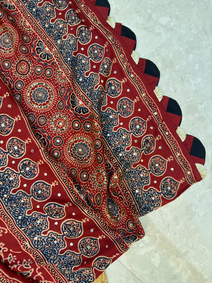 Pure Ajarakh With Heavy Blouse