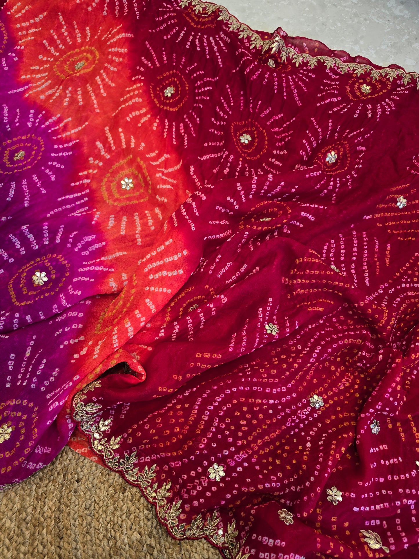 Multicolor Bandhani Saree