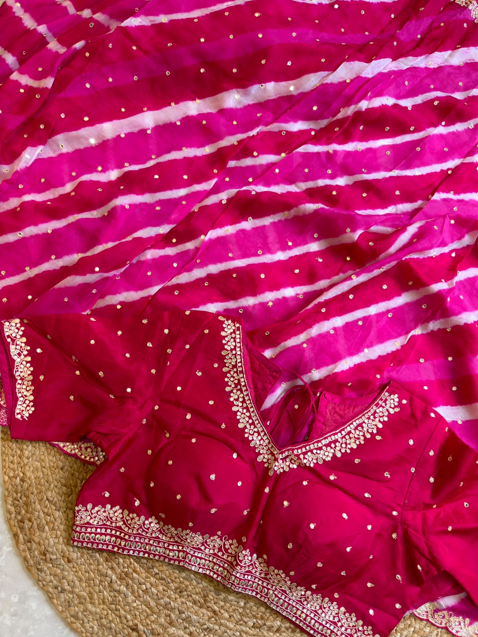 Lehriya Saree With Heavy Blouse