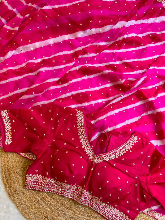 Lehriya Saree With Heavy Blouse