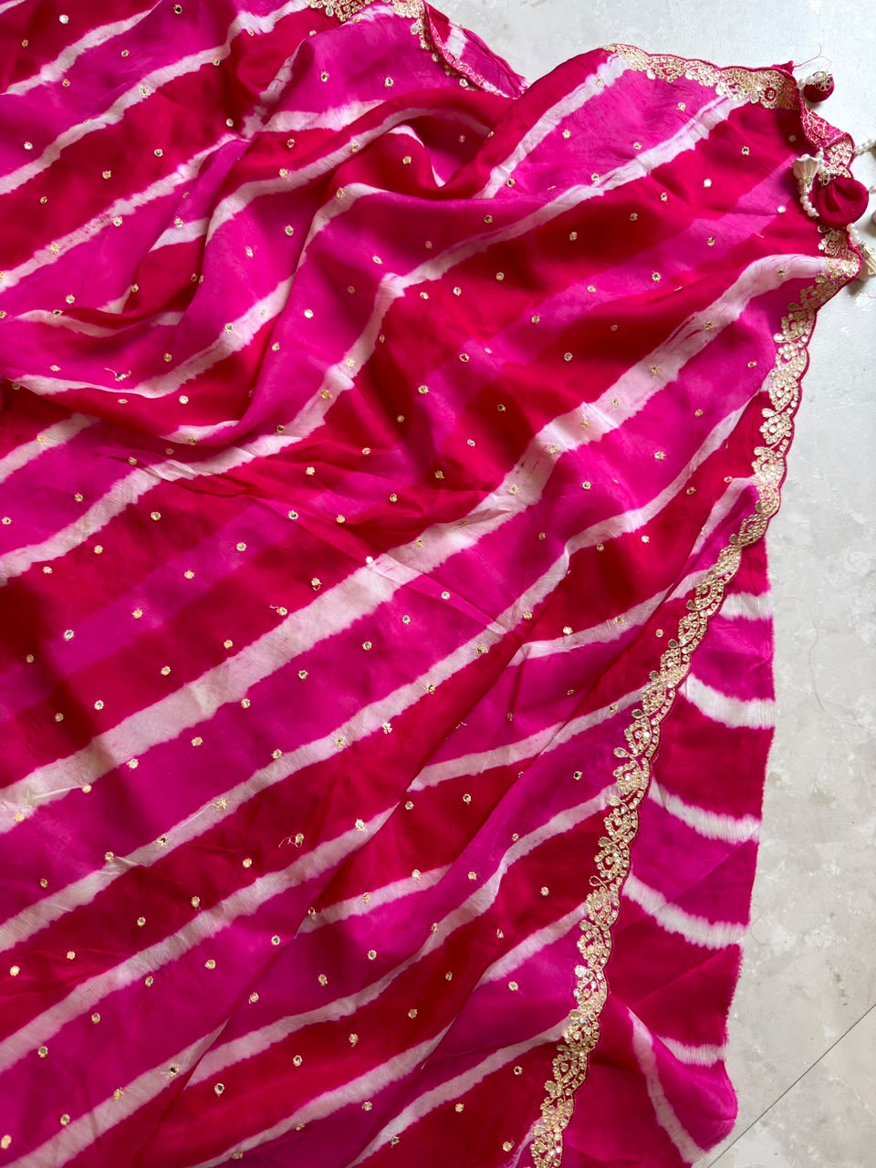Lehriya Saree With Heavy Blouse