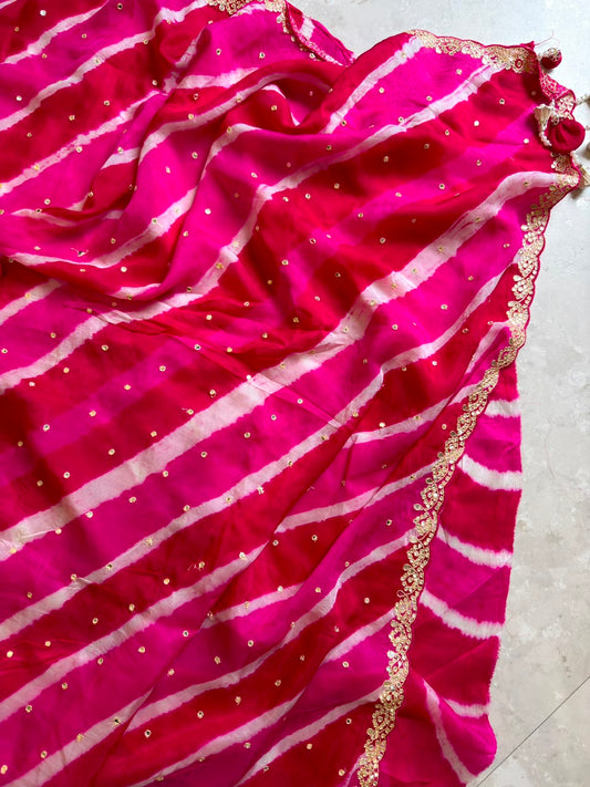 Lehriya Saree With Heavy Blouse
