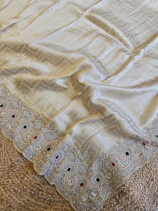 Tissue Handwork Saree For Reception