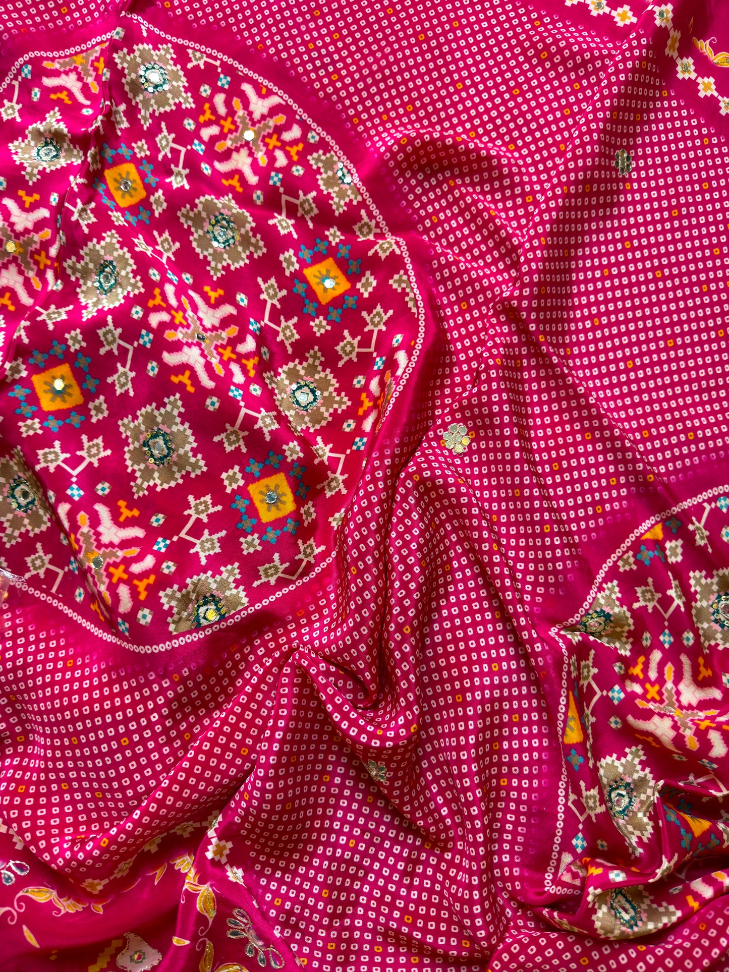 Traditional Patola and Bandhani Saree