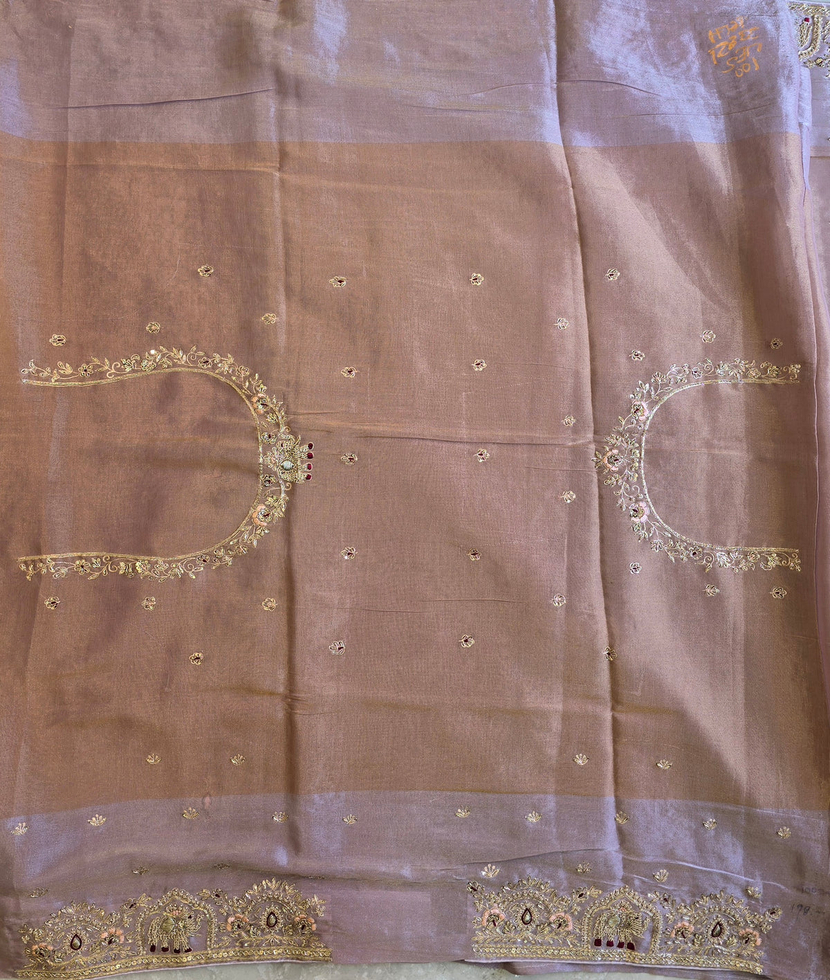 Tissue Handwork Saree For Reception