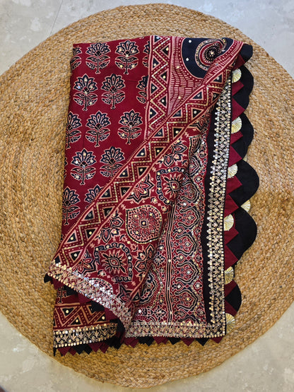 Pure Ajarakh Saree