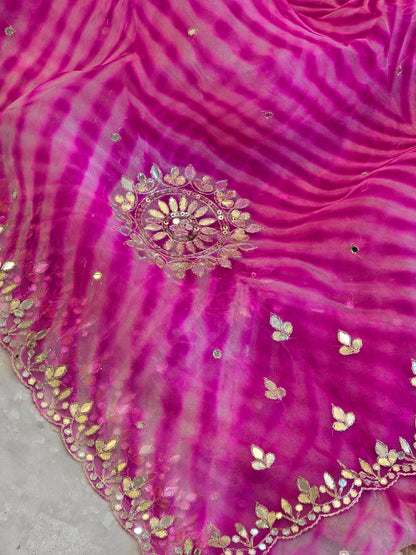 Pure Kora Silk Lehriya Saree