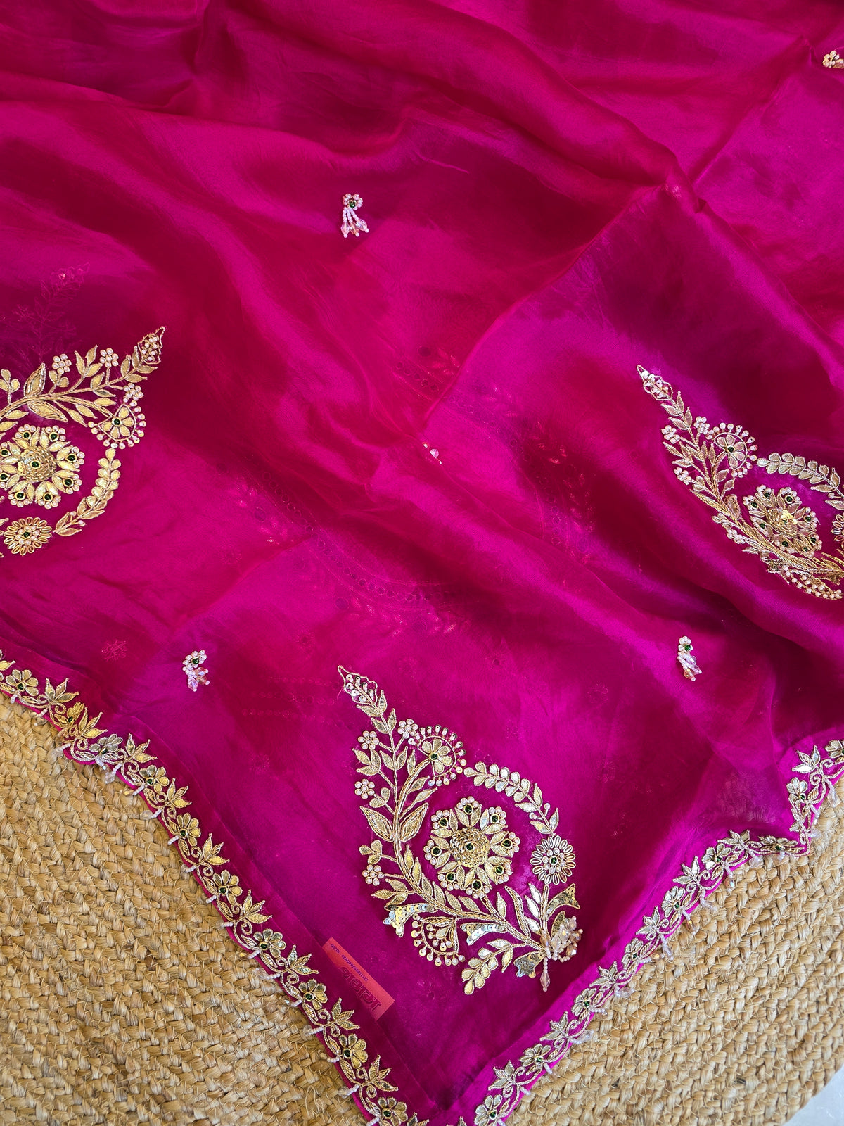 Pure Kora Silk Jewellery Work Saree