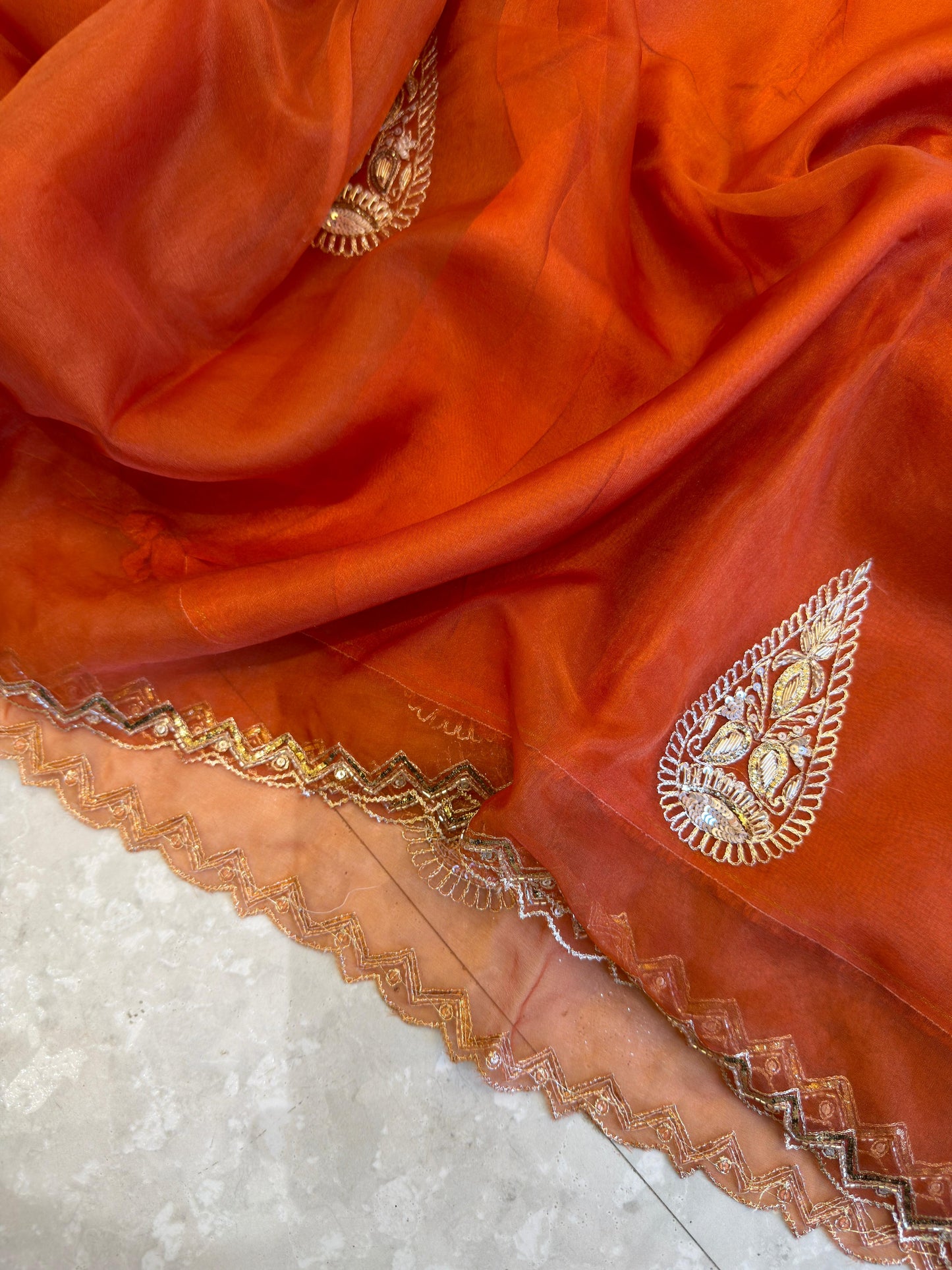 Organza Vintage Hand Work Saree