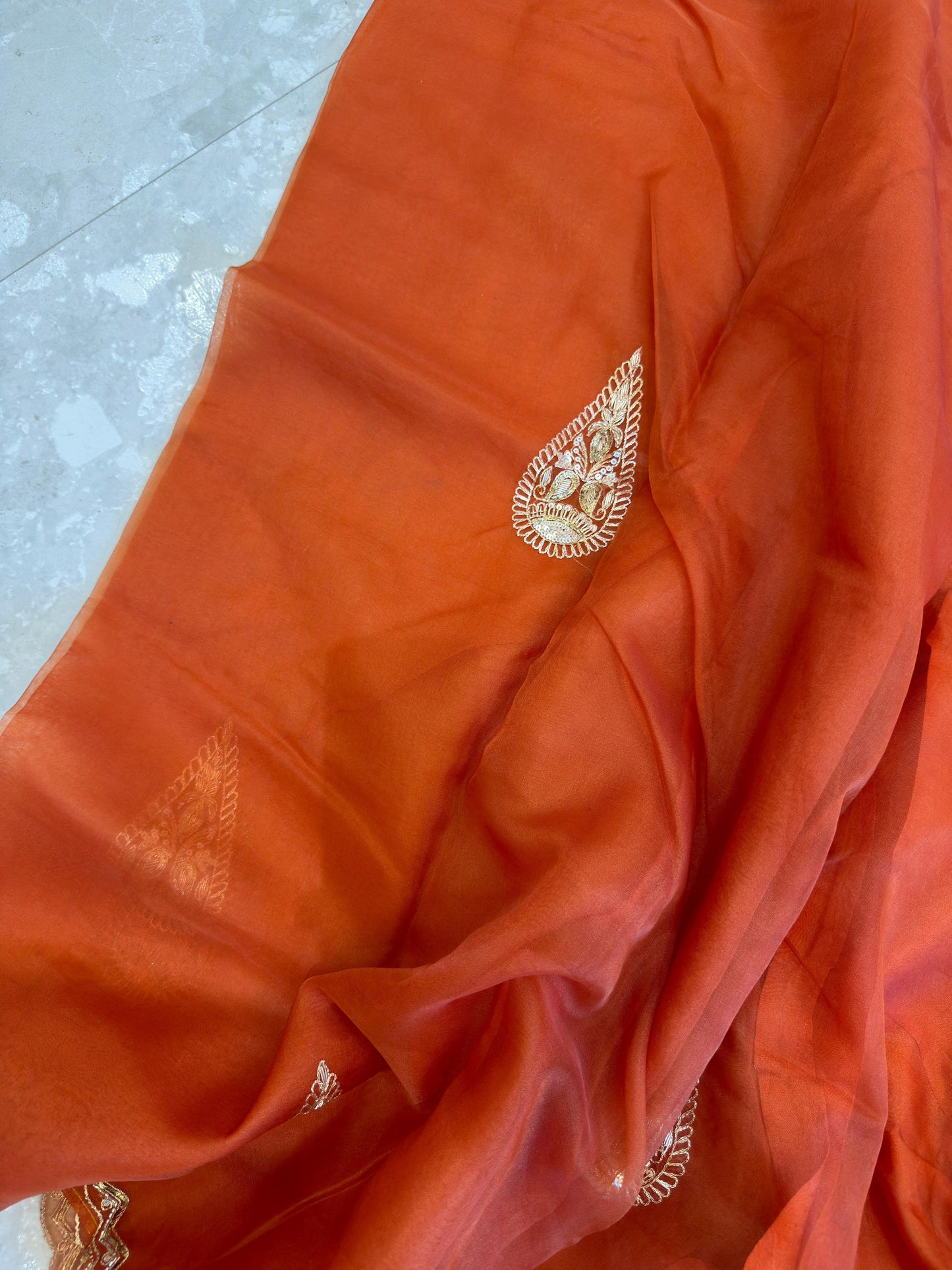 Organza Vintage Hand Work Saree