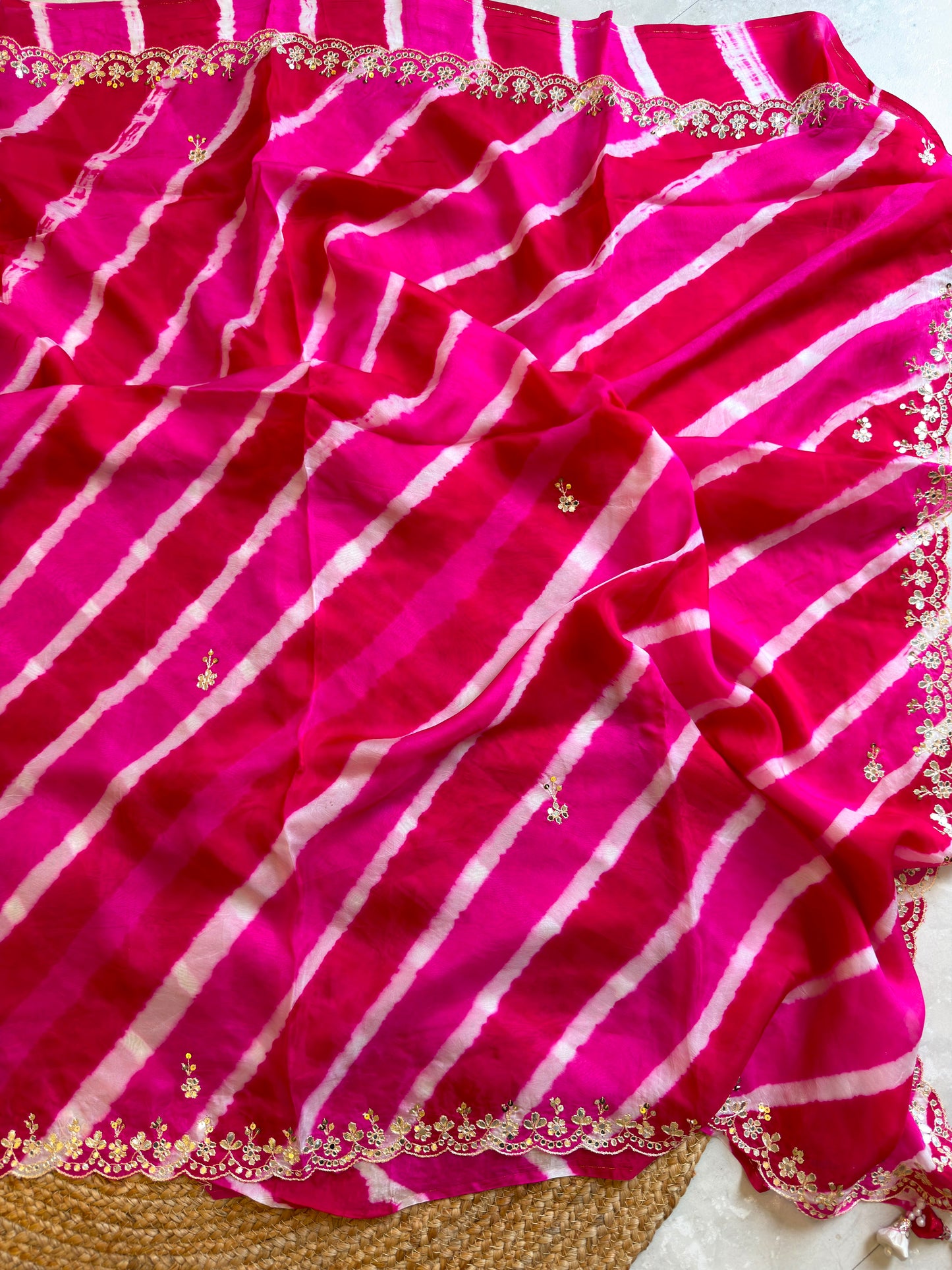 Lehriya Saree With Heavy Blouse