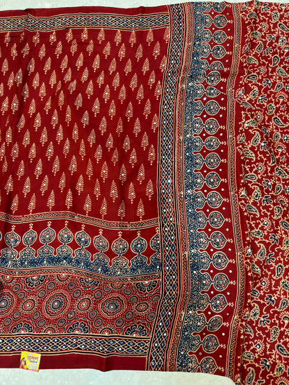 Pure Ajarakh With Heavy Blouse