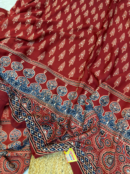 Pure Ajarakh With Heavy Blouse
