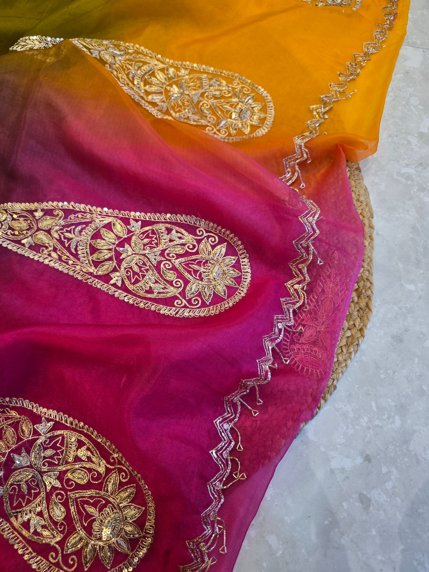 Organza Vintage Hand Work Saree