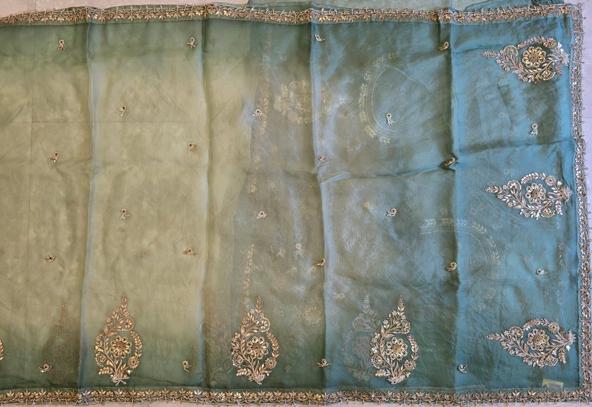Pure Kora Silk Jewellery Work Saree