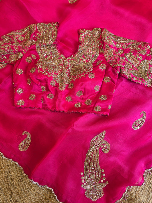 Pure Kora Silk Heavy Blouse Saree