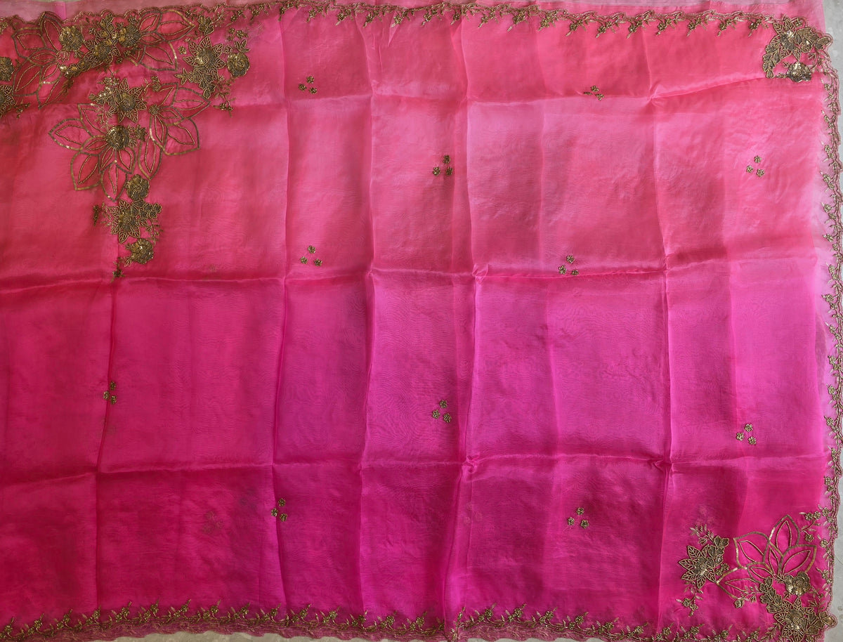 Pure Kora Entique Work Saree