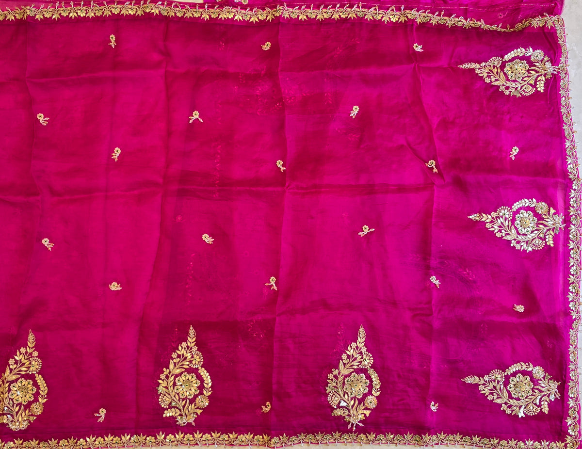 Pure Kora Silk Jewellery Work Saree